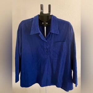 Toast Cotton Women's Blue Button Down Shirt